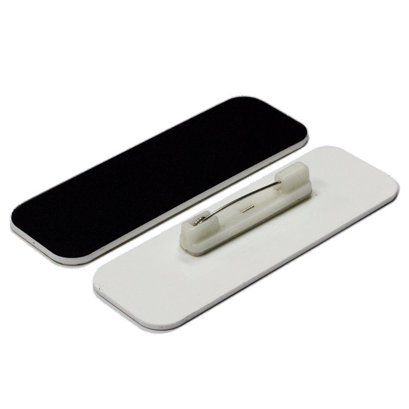 All Quality Name Tag/Badge Blanks - 25 Pack - Black 1" X 3", Round Corners, Pin - Image 1